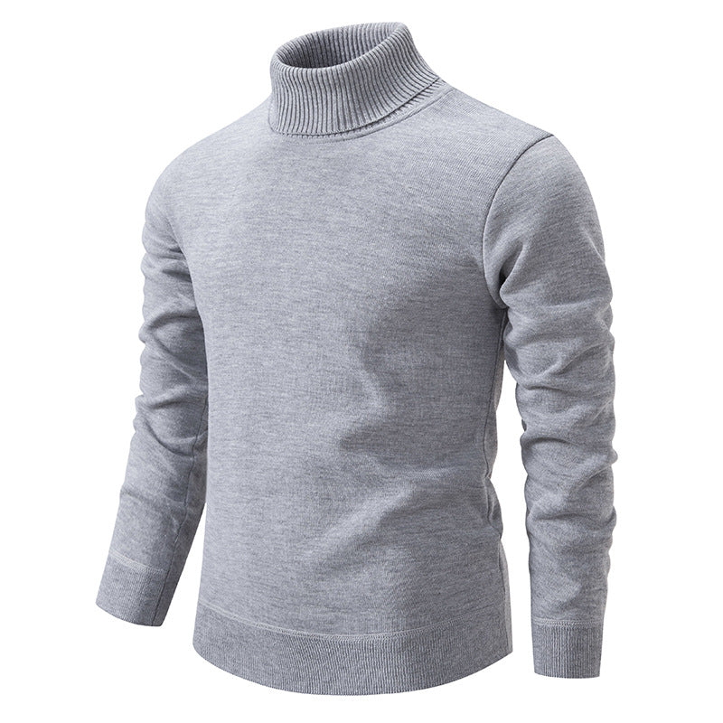 Pull épais en velours pour hommes, tricot à col roulé, automne et hiver