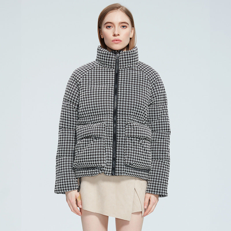 Manteau court en coton à fermeture éclair pour femmes