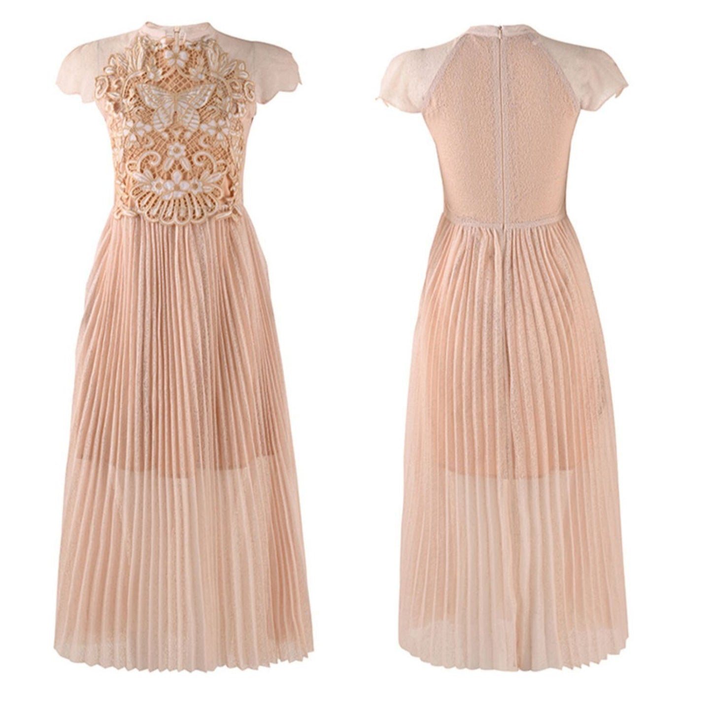 Design Pleated Summer New Water Soluble Lace Dress