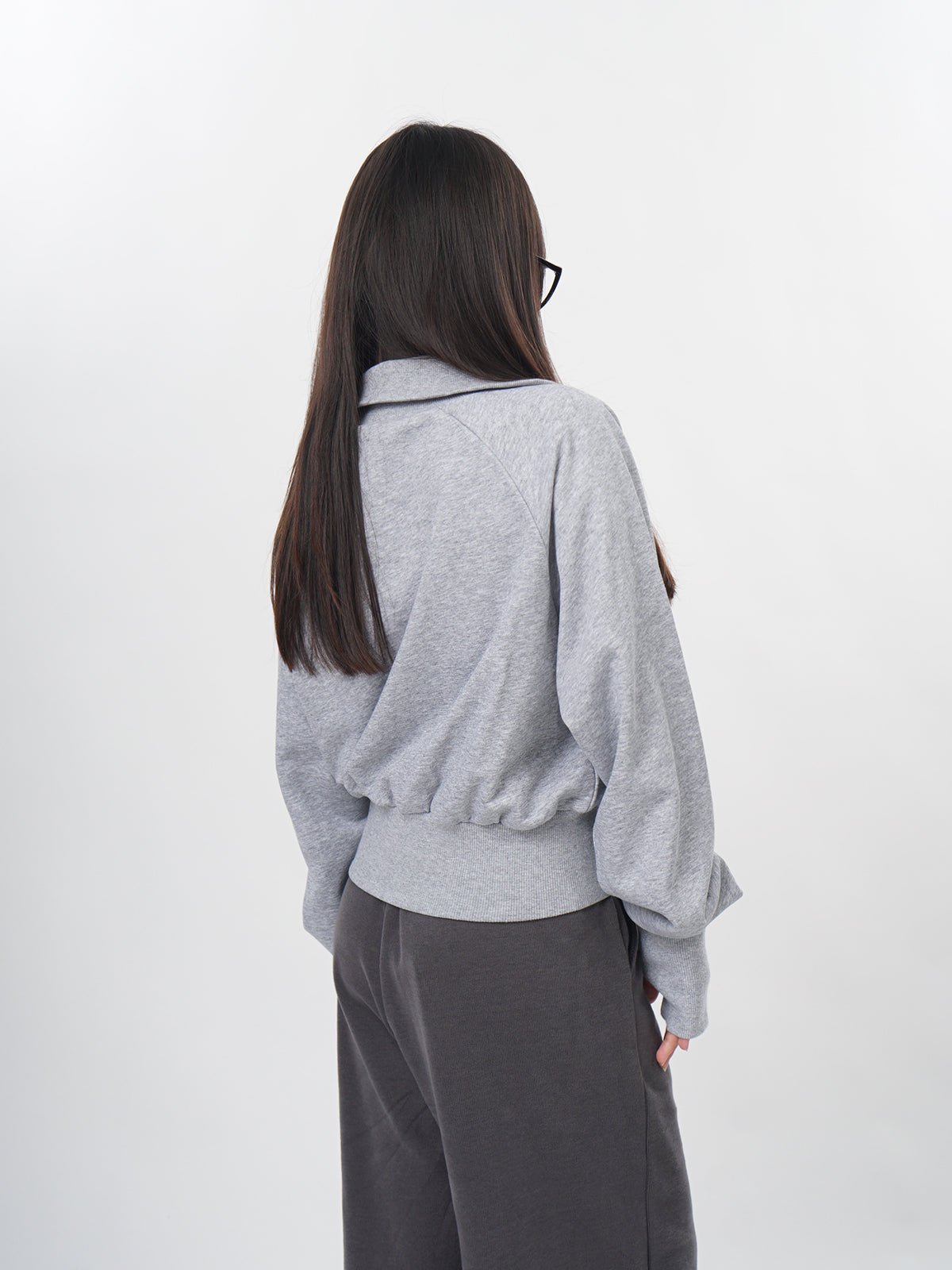 Half Zipper Pullover Non-hoodie Gray Sweater