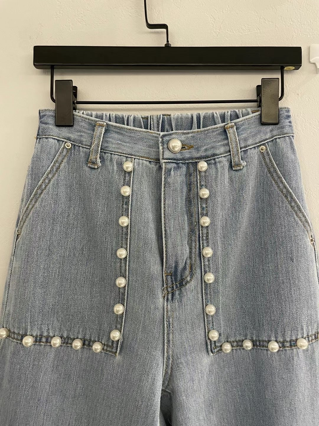 Jean taille élastique avec poche Design Pearl