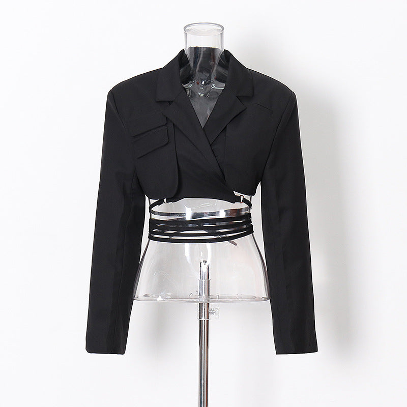 Spring two piece set Blazer Women Irregular Asymmetric Skirt Design Fried Street Gas Field Trendy Suit