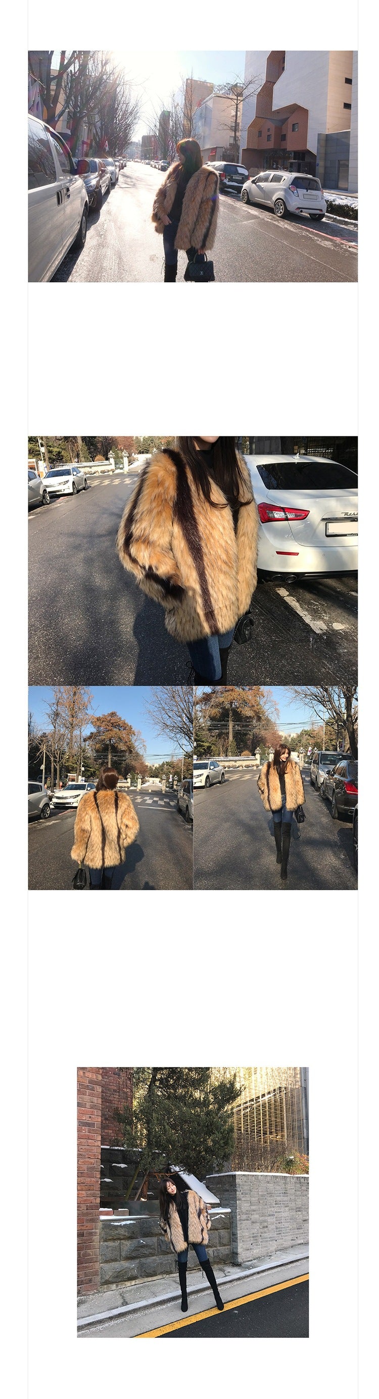 Artificial Fox Fur Marbled Fur Coat