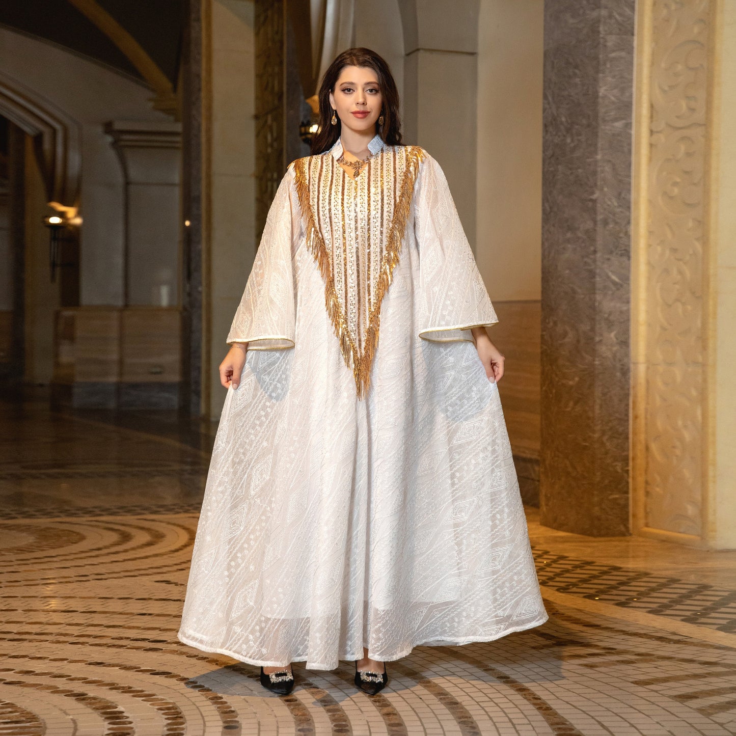 Robe de soirée de Festival arabe dubaï, en maille brodée, à paillettes, moyen-orient