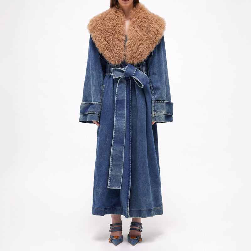 Trench-coat en denim à la mode pour femmes