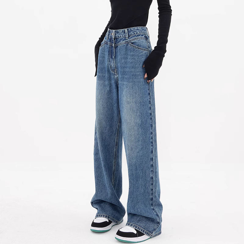 Women's Autumn New Design Niche Loose Wide Leg Leisure Jeans