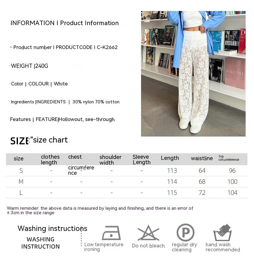 Spring And Summer New Lace Temperament Wide Leg Pants