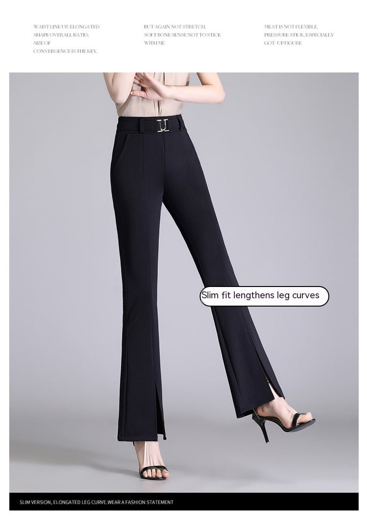 Pantalon court large et long décontracté taille haute pour femme