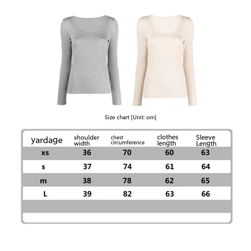 Thread Low Round Neck Skin-friendly Long Sleeve Bottoming T-shirt