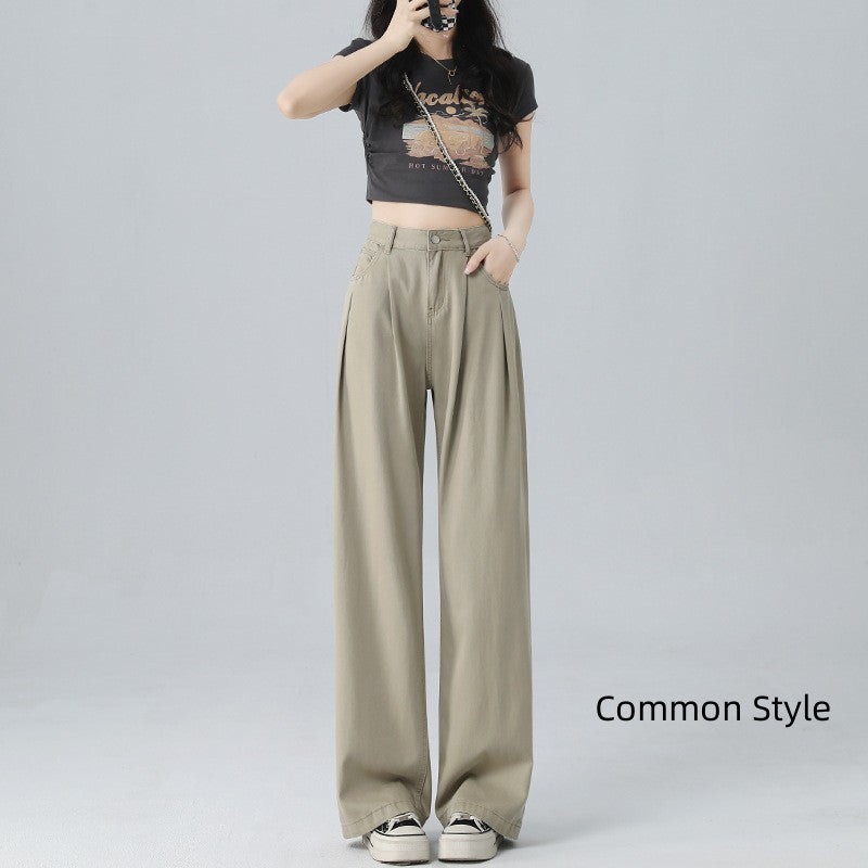 Women's Wide-leg Jeans Loose Thin Straight Pants