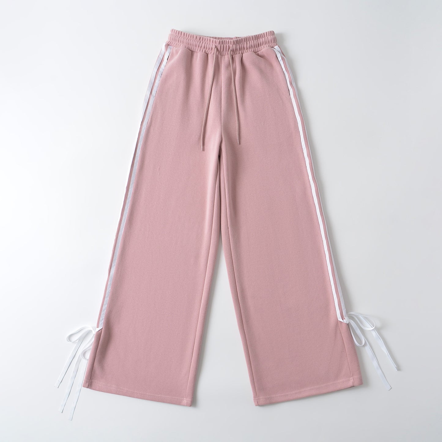 Girls Shopping Casual Side White Stripe Bow Sweatpants