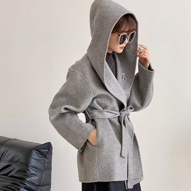 Autumn And Winter Double-faced Woolen Goods Cashmere Coat Small-sized Woolen Coat