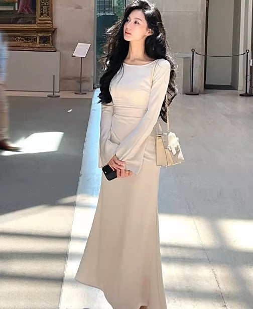 Elegant Fish Tail Niche Design Long Sleeved Dress