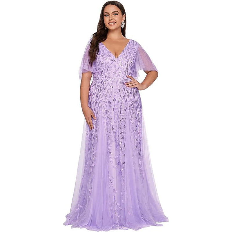 Robe queue de poisson en filet à paillettes pour demoiselle d'honneur, grande taille, pour femmes