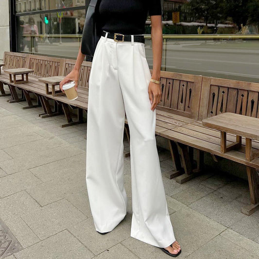 White High-waist Trousers Fashion Loose Casual Pants