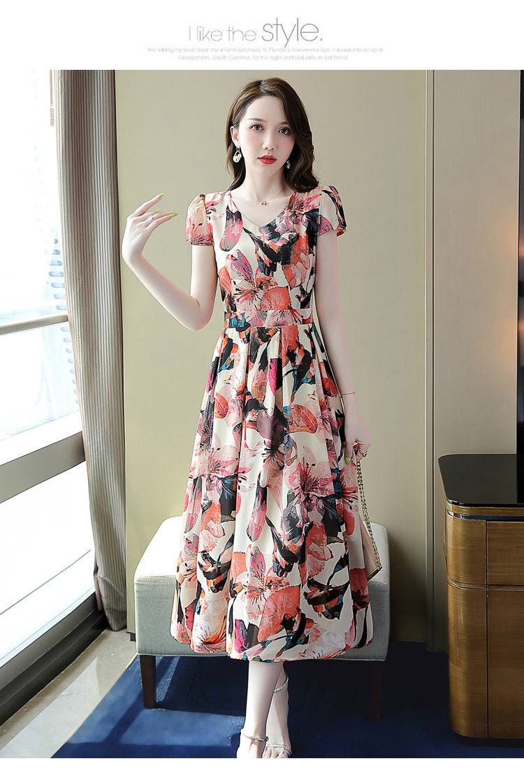 Temperament Waist-controlled Gentle Floral Dress