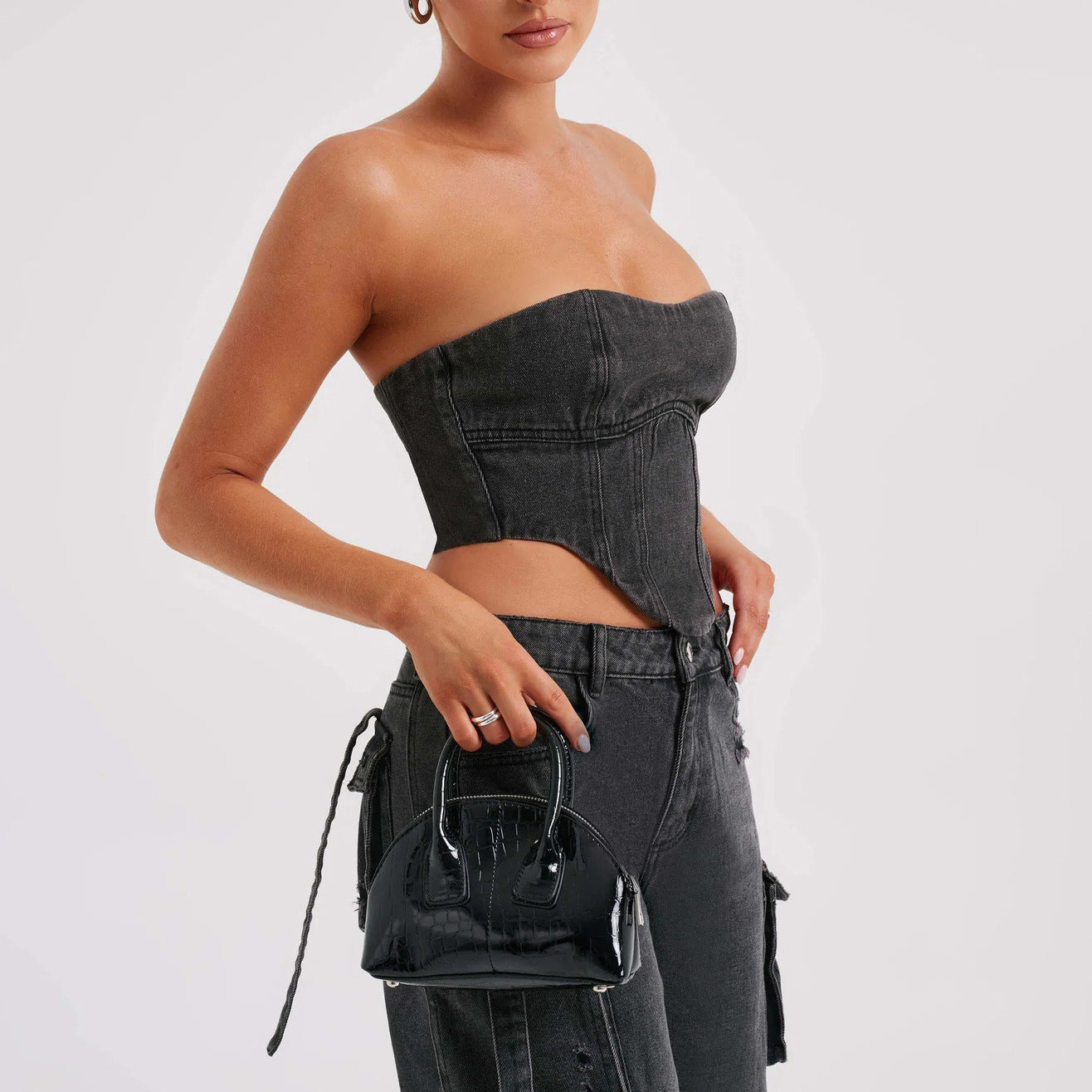 Jean taille basse de style américain pour femmes, avec coutures de poche en trois dimensions