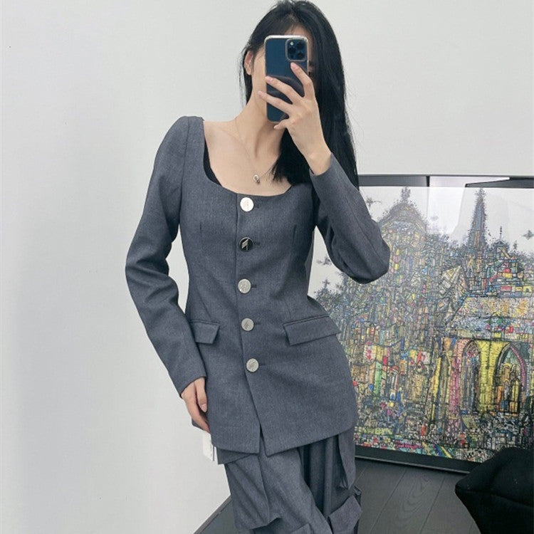 Blazer de un solo pecho para todo fósforo Temperamento para mujer