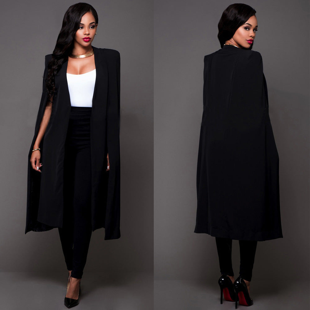 Autumn Personalized Solid Color Long Large Cape Women Coat