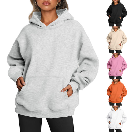 Sweats à capuche surdimensionnés pour femmes, sweat-shirts amples en polaire avec poche, pull à manches longues, pulls à capuche, tenues d'hiver et d'automne, vêtements de sport