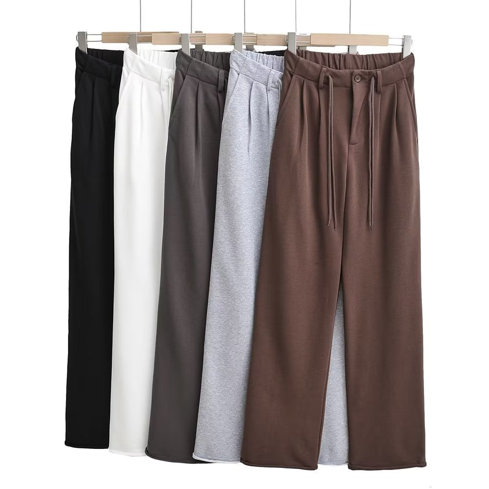 High Waist Drooping Drawstring Mop Slightly Spicy Sweatpants Sports Pants Female Loose Wide-leg Pants For Women