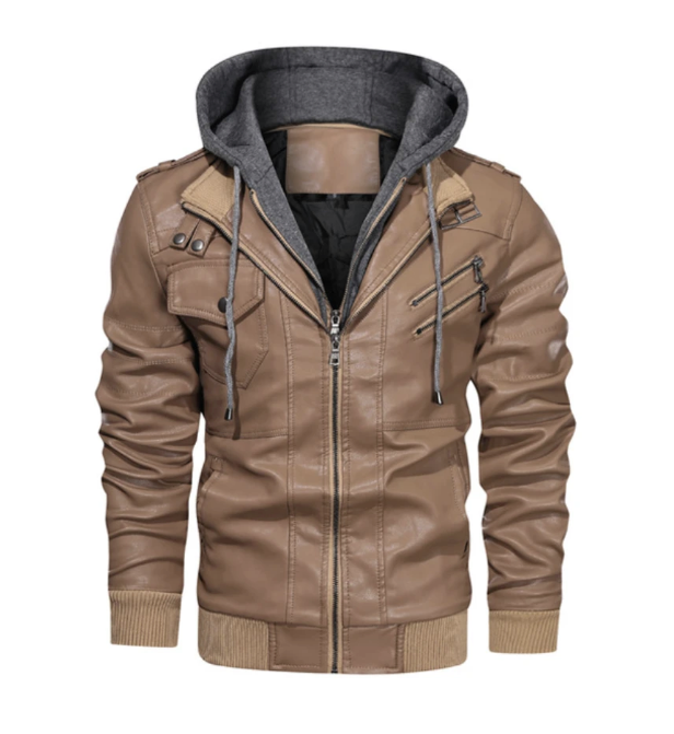 Chaqueta de cuero de motocicleta a la moda de invierno para hombre, chaquetas de PU con cremallera oblicua ajustadas, abrigos de cuero para motorista de otoño para hombre, ropa de calle cálida