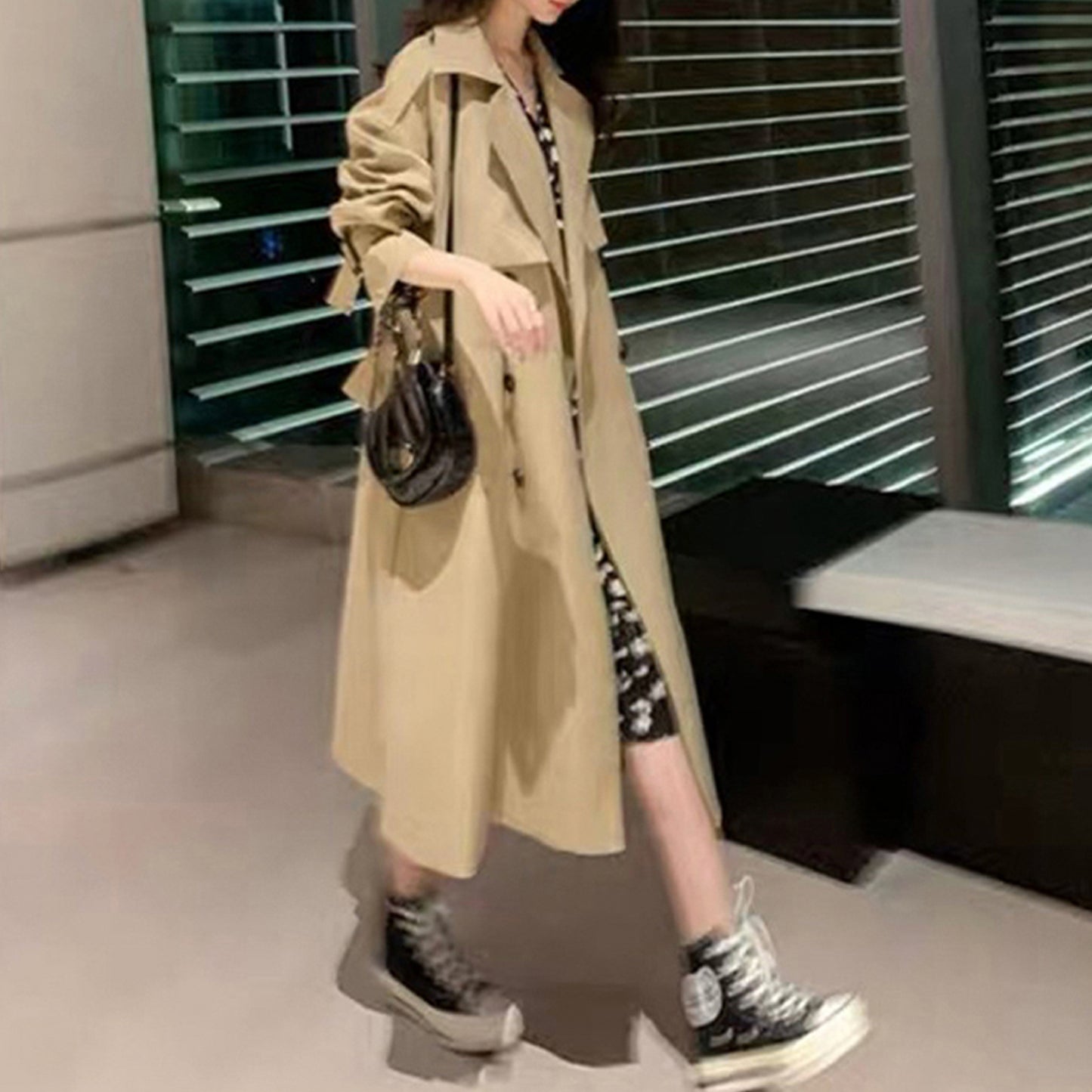 Trench-Coat tendance pour femmes, manteau à double boutonnage, trench-coat pour femmes coréennes, trench-coat surdimensionné élégant, vêtements de printemps, vêtements pour femmes