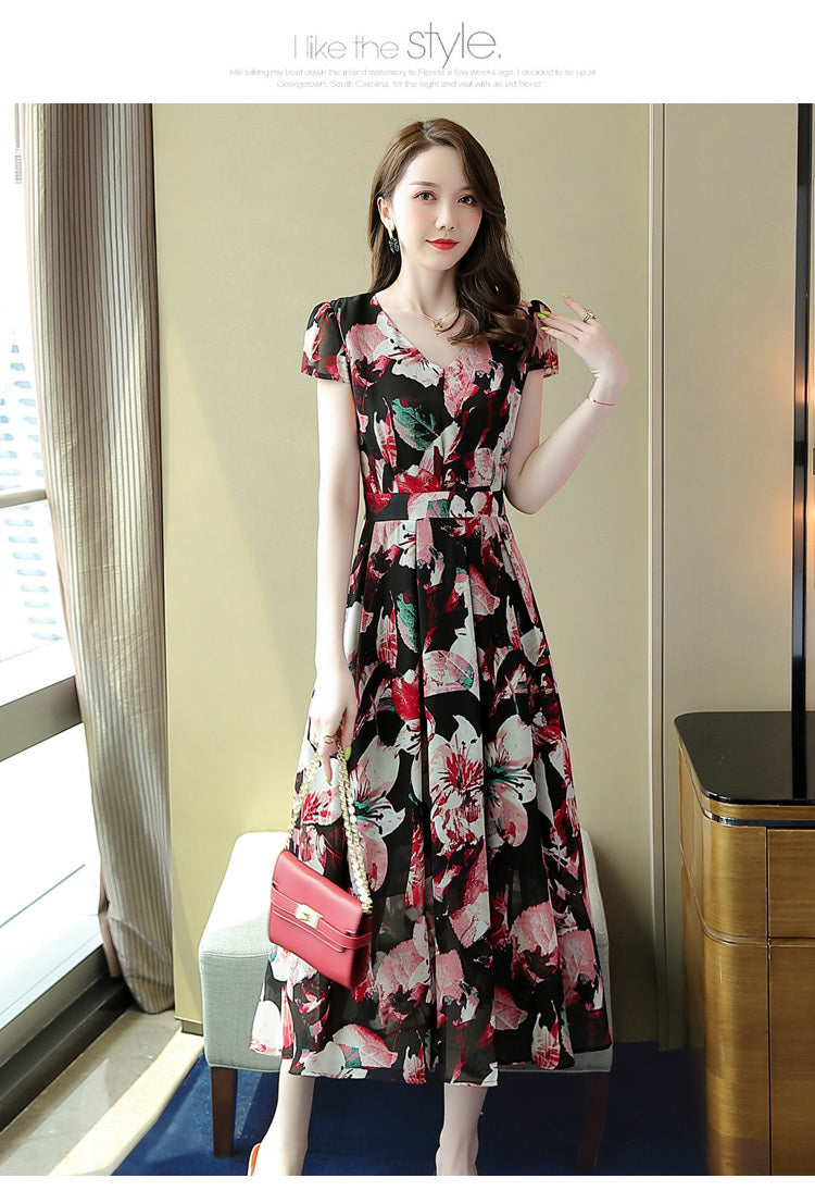 Temperament Waist-controlled Gentle Floral Dress