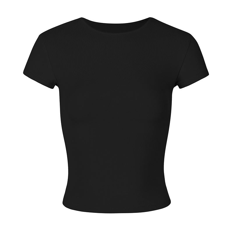 Camiseta de manga corta para mujer Top ajustado corto ajustado de verano