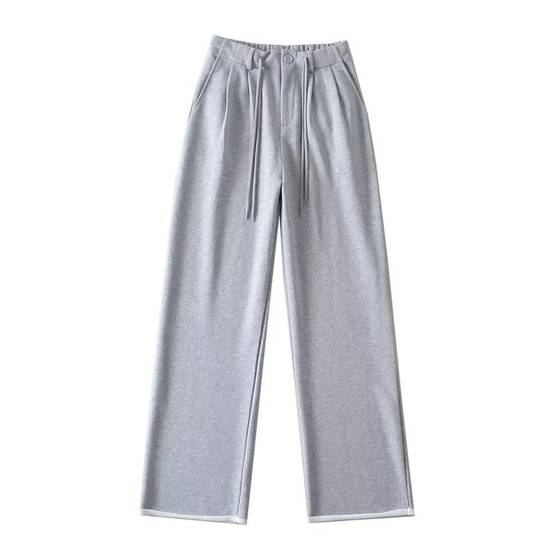 High Waist Drooping Drawstring Mop Slightly Spicy Sweatpants Sports Pants Female Loose Wide-leg Pants For Women