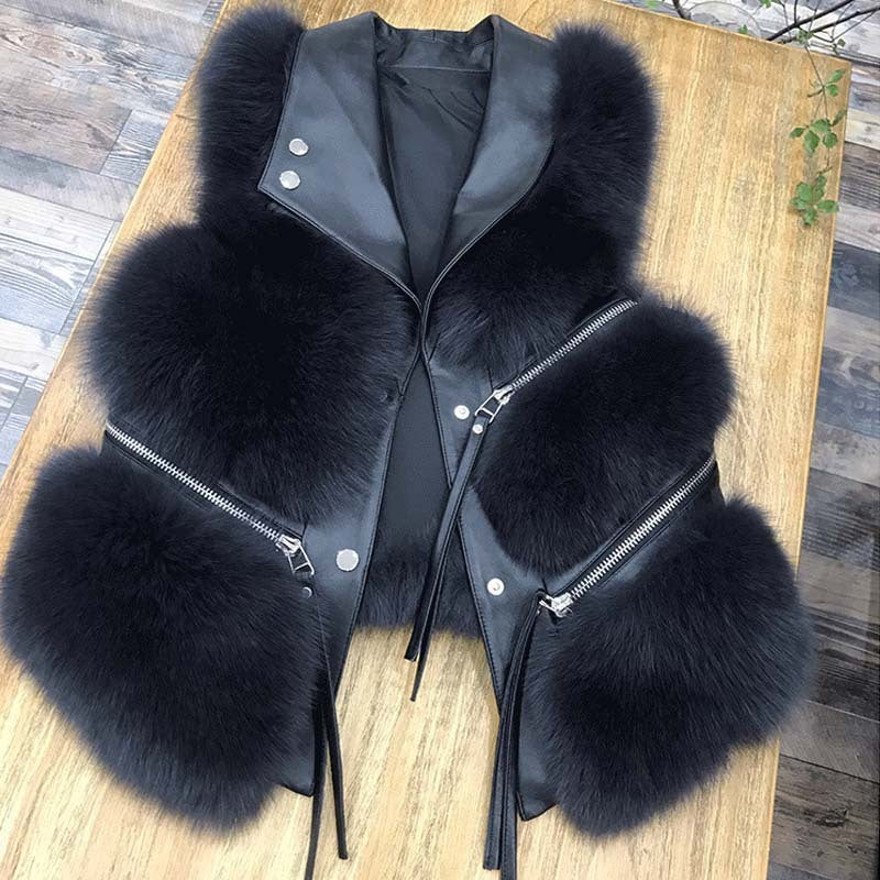 Manteau de fourrure de gilet de mode pour femmes