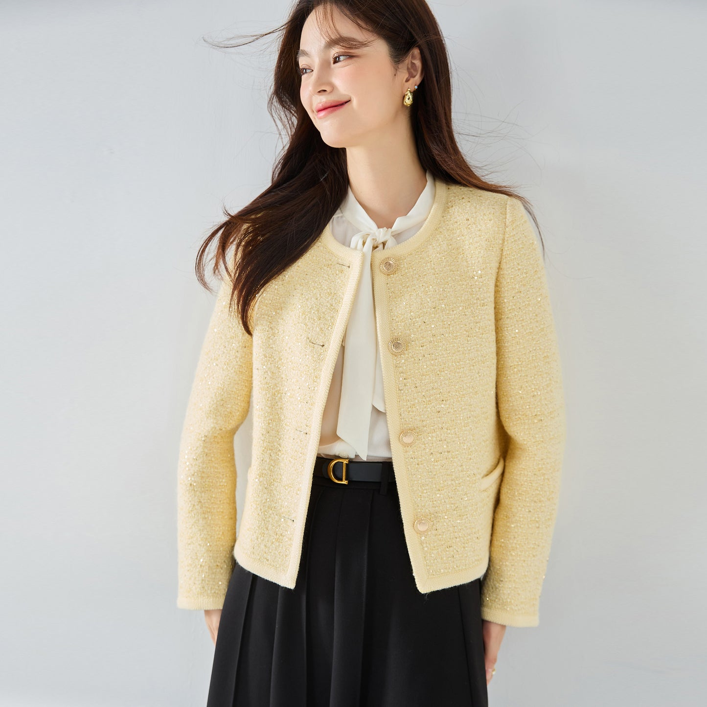 Manteau court jaune Kafuu à paillettes fantaisie, de haute qualité, haut de boîte