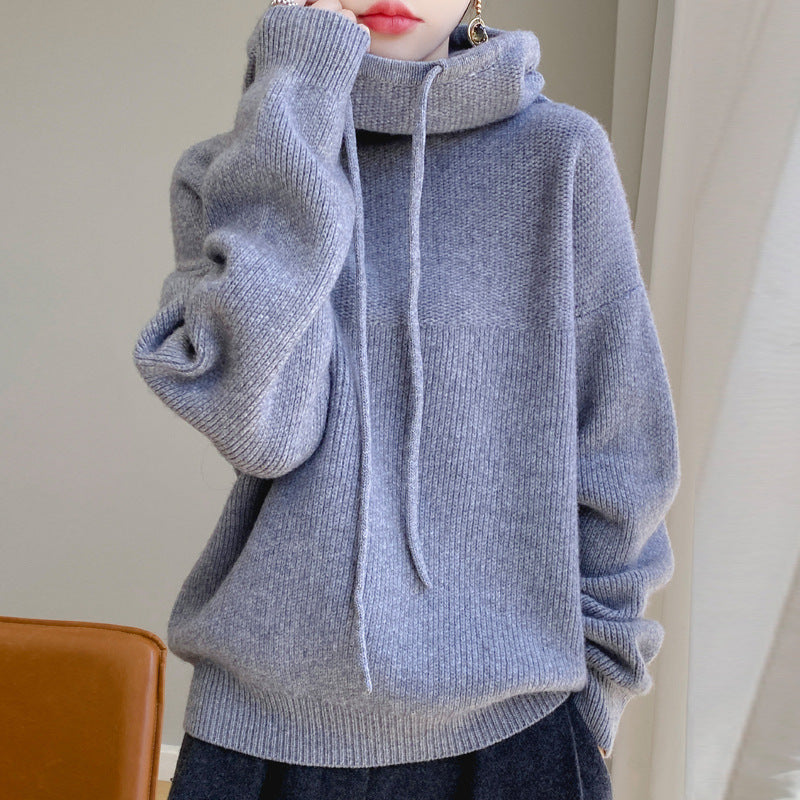 Women's Fashion Loose Cashmere Heaps Collar Sweater