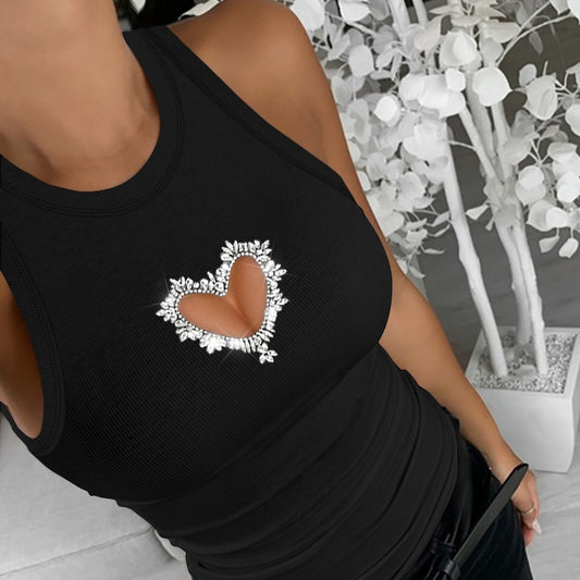 Women's Hollowed Heart Shape Sleeveless Top