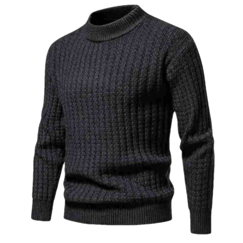 Pull tricoté à col rond pour homme, couleur unie, à la mode, automne