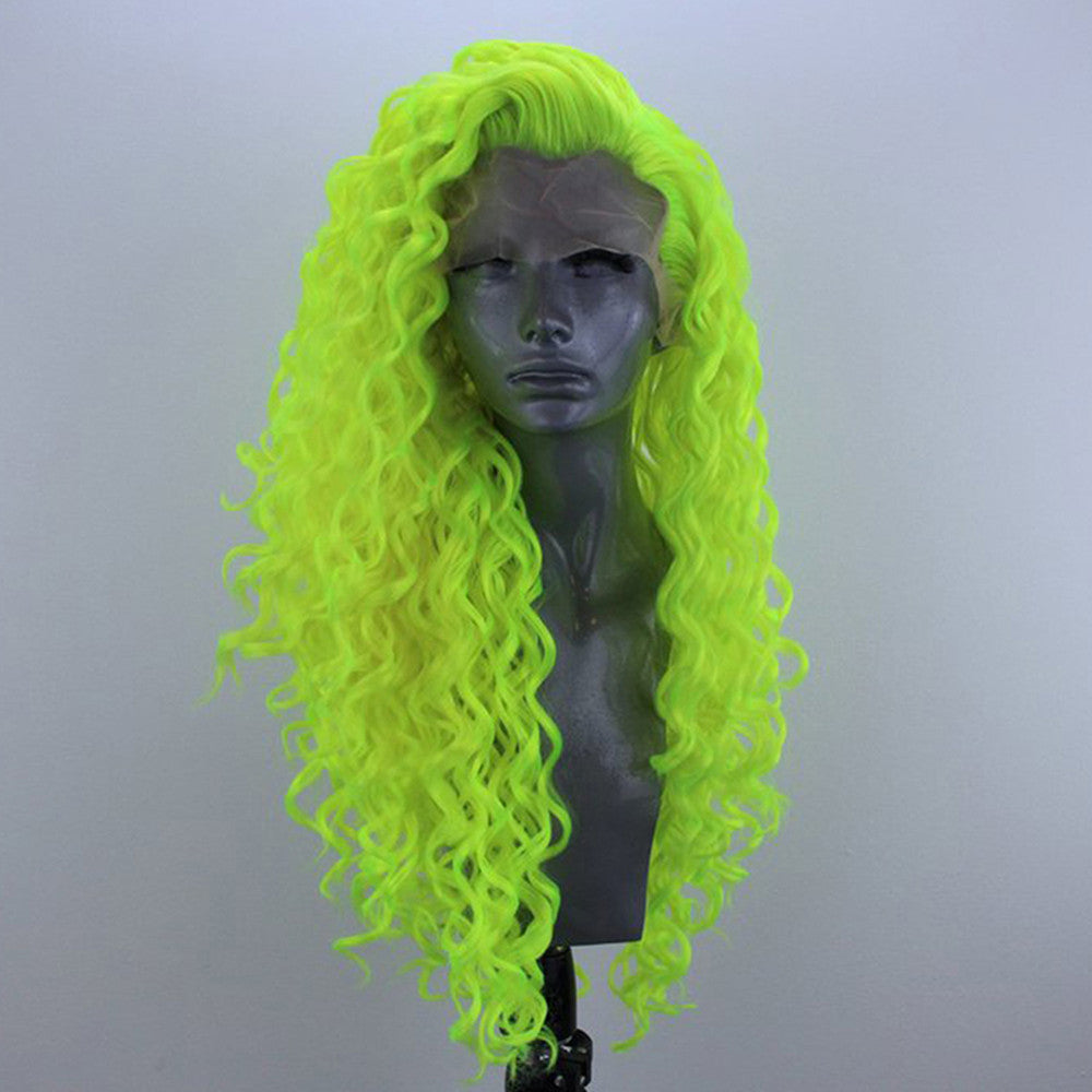 Wig Fashion Fluorescent Big Wave Long Hair Front Lace Chemical Fiber