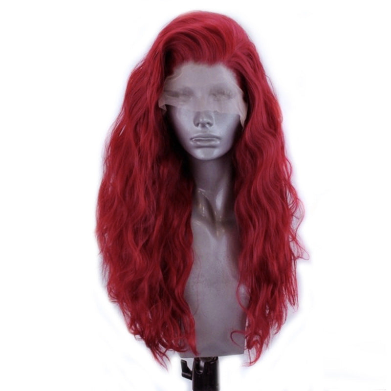 Hand Hook Front Micro-roll Big Wave Chemical Fiber High Temperature Silk Full Lace Wig Female