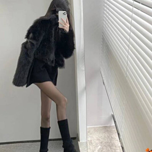 Street Trend Furry Leather Coat