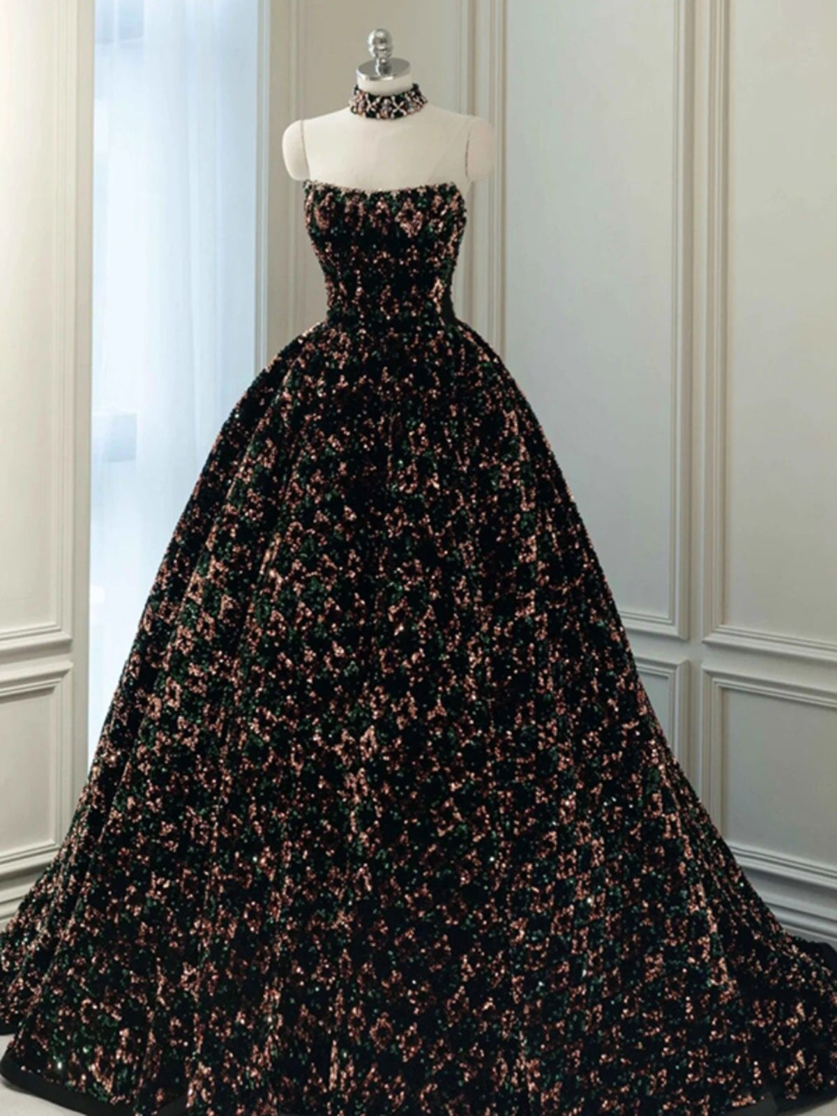 Robe de Performance à paillettes pour femmes, jupe à queue traînée