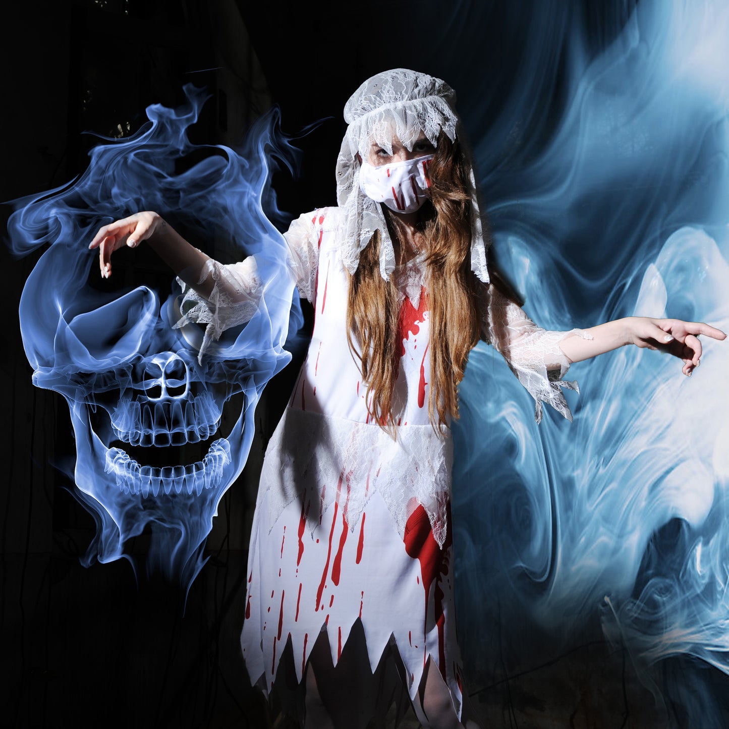 Halloween Horror Bloody Doctor Bloody Nurse Spiritual Love Ghost Festival Party Wear Ghost Nurse