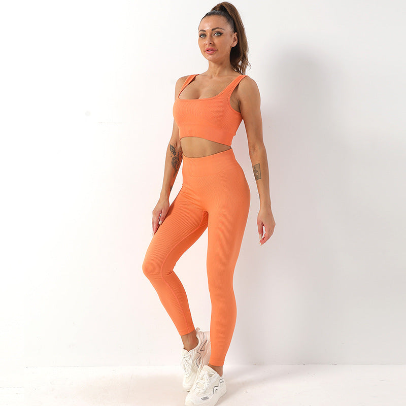 2 pièces fil Yoga costume sans couture soutien-gorge et bout à bout taille haute Leggings ensemble pour femmes sport Fitness Yoga pantalon vêtements de sport tenues vêtements