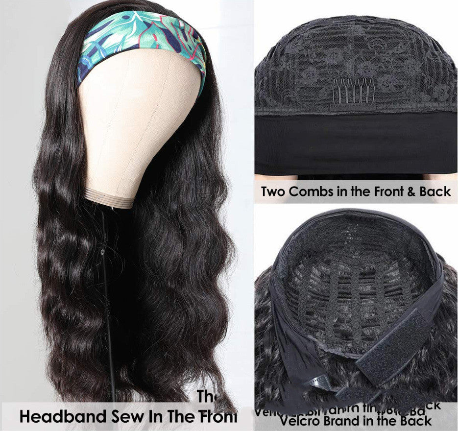 European And American Wig Ice Silk Headband Real Hair Headgear