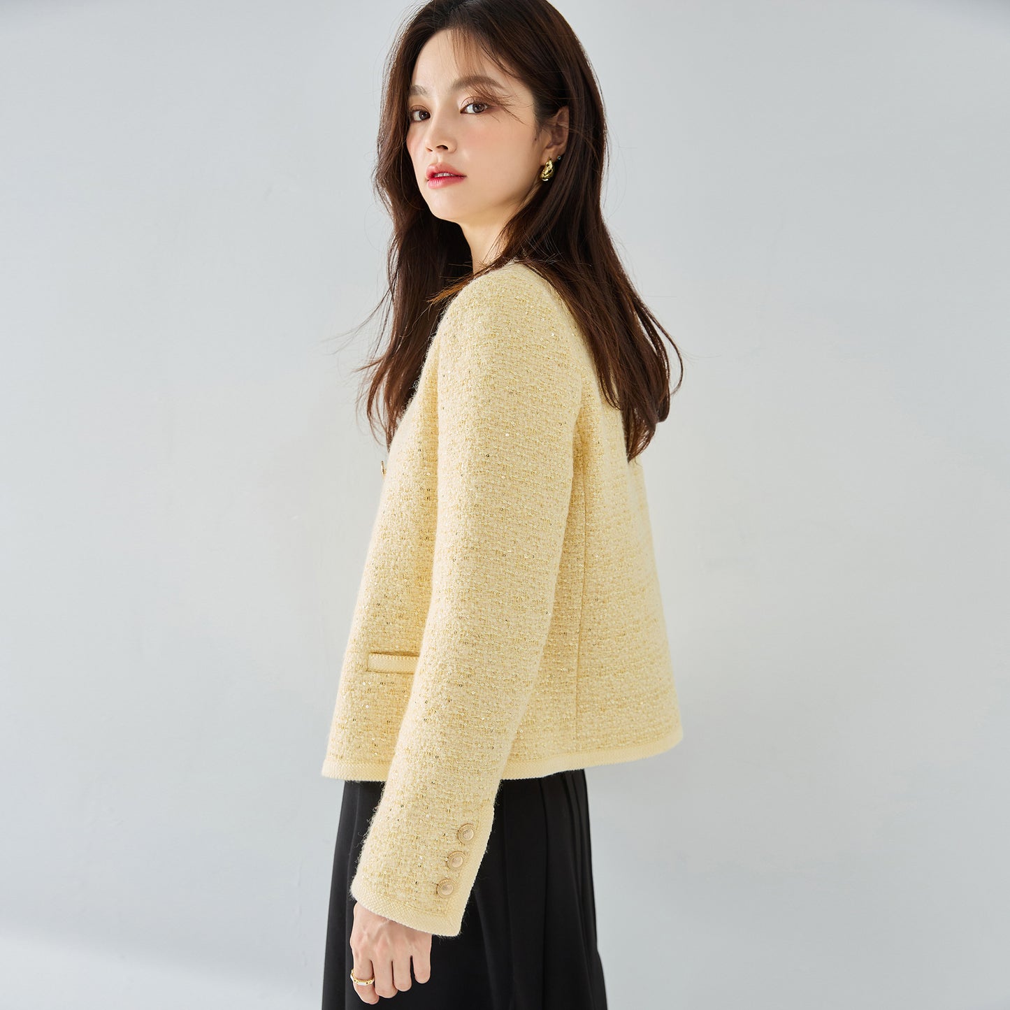 Manteau court jaune Kafuu à paillettes fantaisie, de haute qualité, haut de boîte