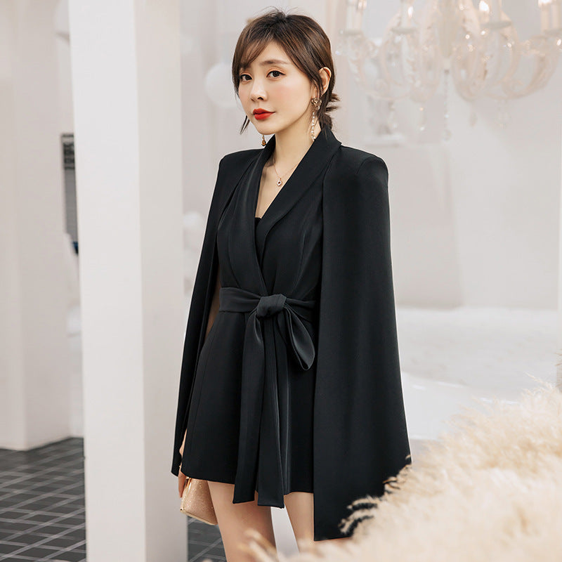 High waist lace party dress shawl cloak coat