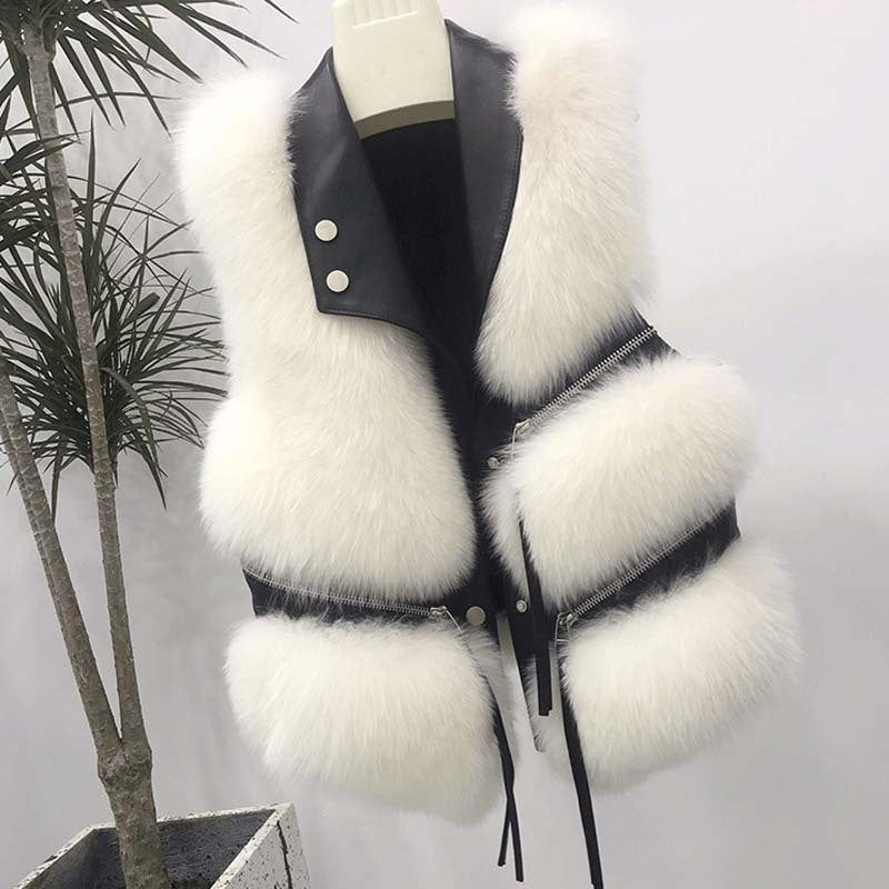 Manteau de fourrure de gilet de mode pour femmes