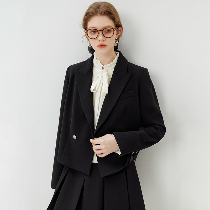 Manteau de costume court décontracté de style universitaire pour femmes