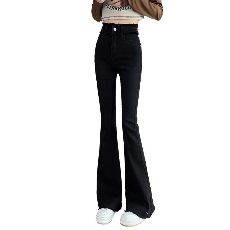 Women's Skinny Jeans Winter Fleece-lined Frayed Edges