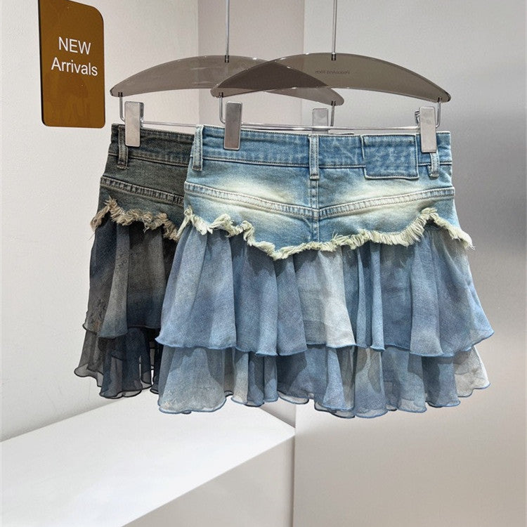 Robe globale en denim à coutures trapèze amincissante