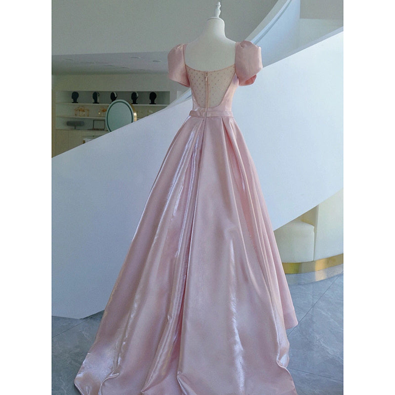 French Satin Temperament Engagement Dress