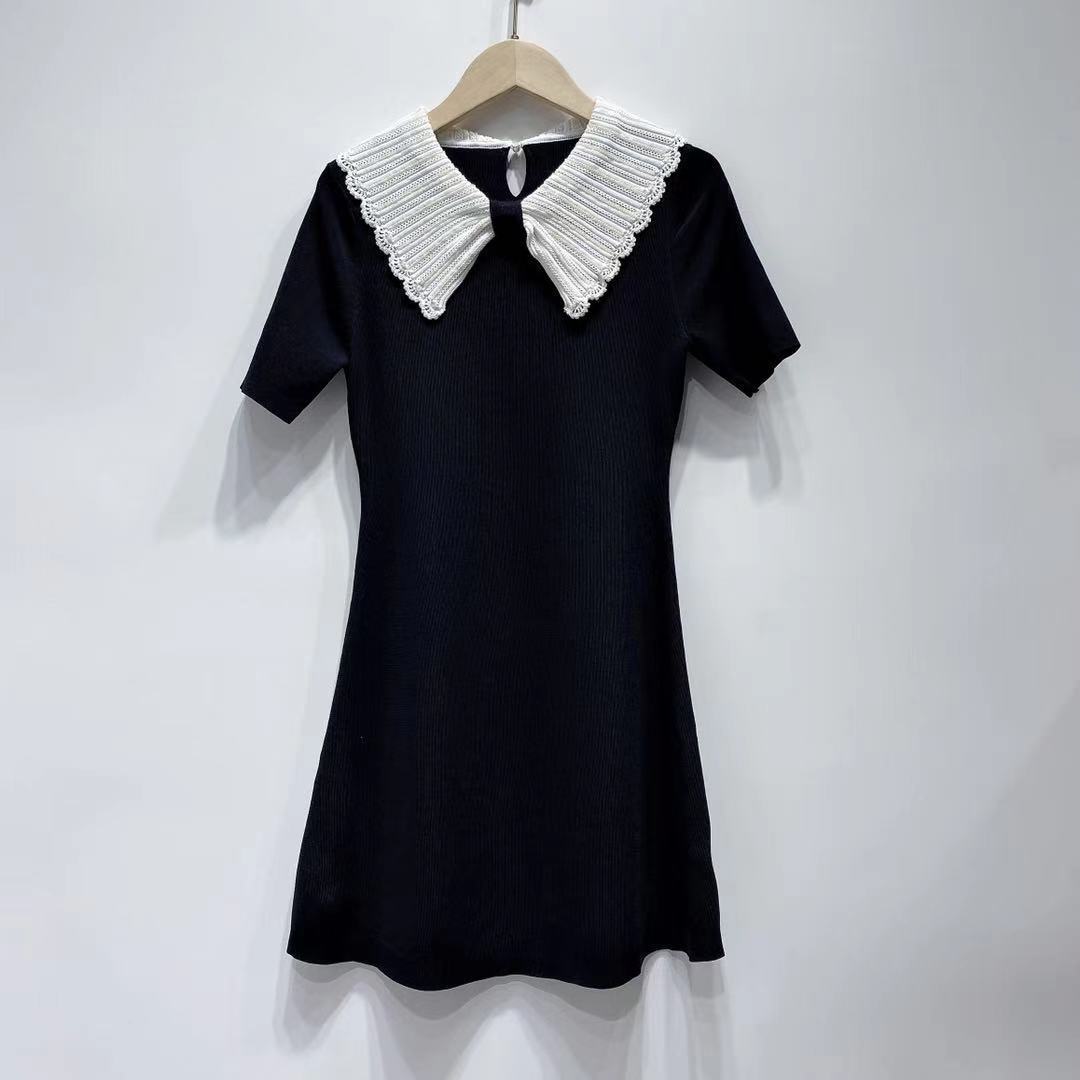 Summer New Women's Elegant Lapel Slim Knit Dress